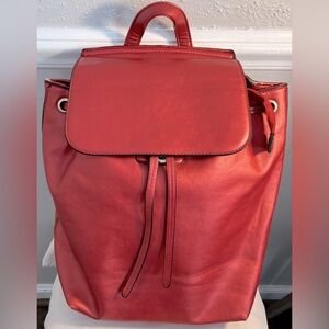 La Terre Metallic Orange Large Drawstring Backpack With Elegant Designed…